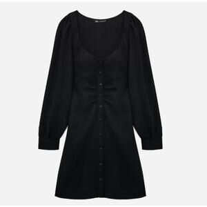 ZARA Little Black Dress Long Sleeve Minimalist Chic Cocktail Mini Size M